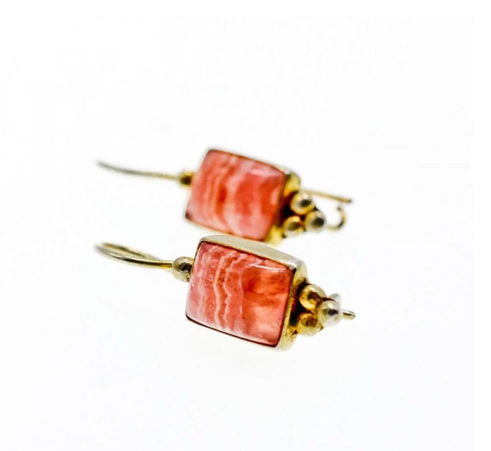 925 Sterling Silver Gold Plated Agate Earrings